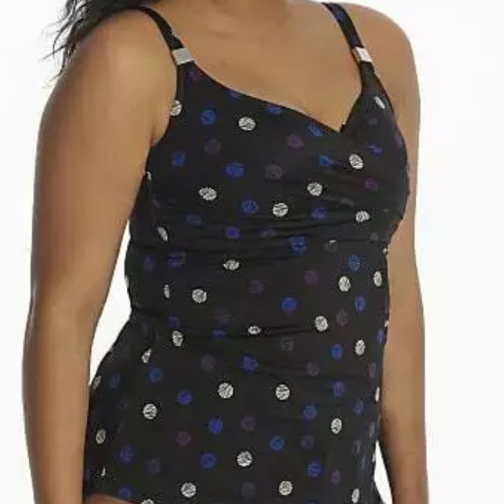 MIRACLESUIT MULTI Spot Surplice Underwire Tankini Swim Top, US 36D - Picture 2 of 6